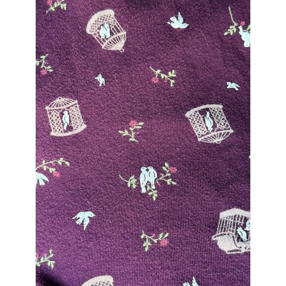 Charter Club Intimates Womens Sz XL Burgundy White Birds Button Down Pajama Top - Picture 7 of 8
